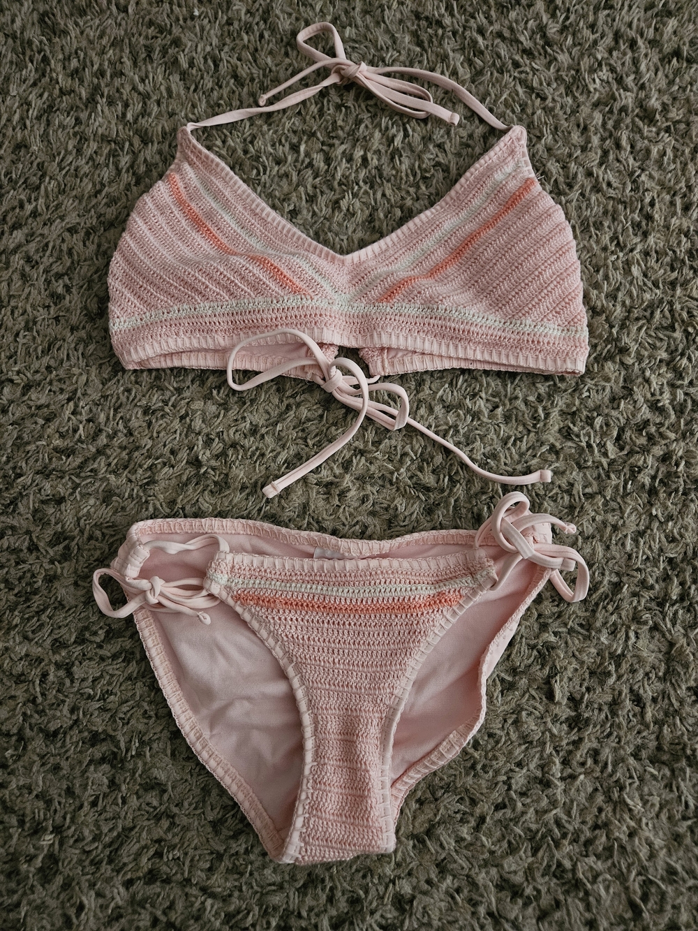 Xhilaration Pink Crochet Bikini Set XL Top XS Bottom